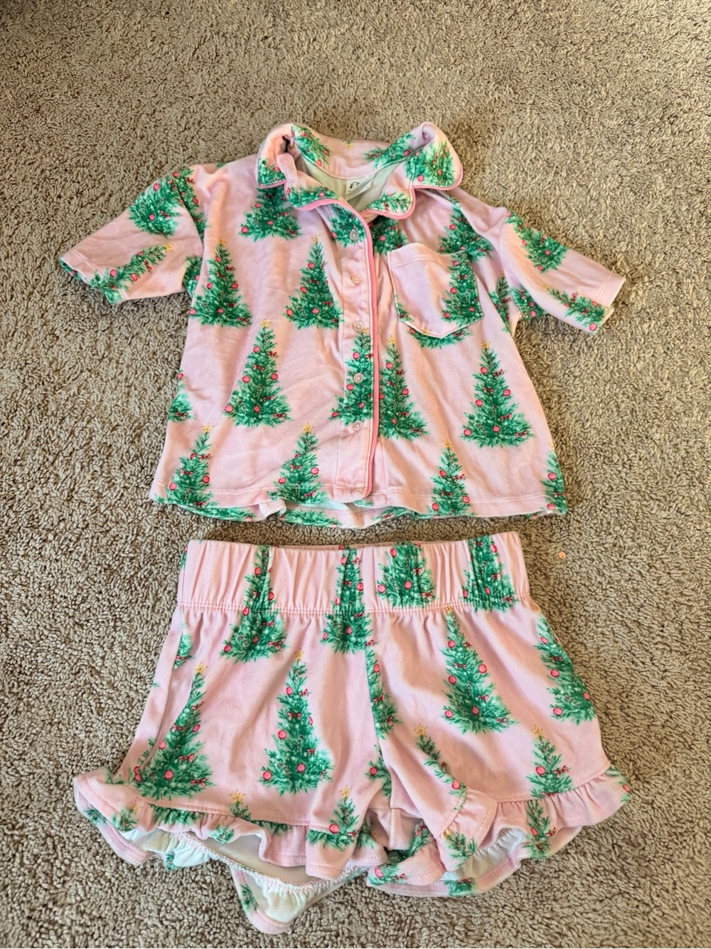 art class Pink Christmas Tree Two-Piece Pajama Set